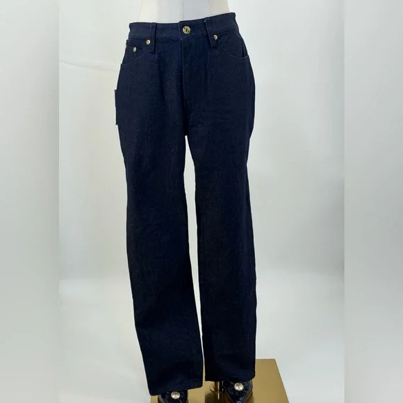 Brandon Maxwell High Rise Classic Straight leg Skinny Dark Blue Denim Size 28 - Picture 11 of 16